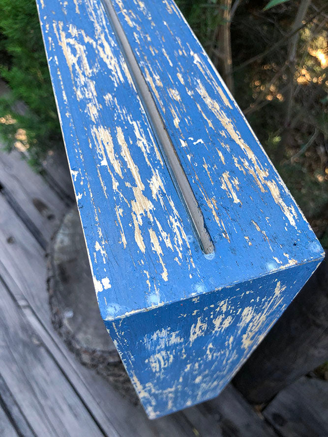 Cuadro Decorativo Marco Azul y Crudo Vintage