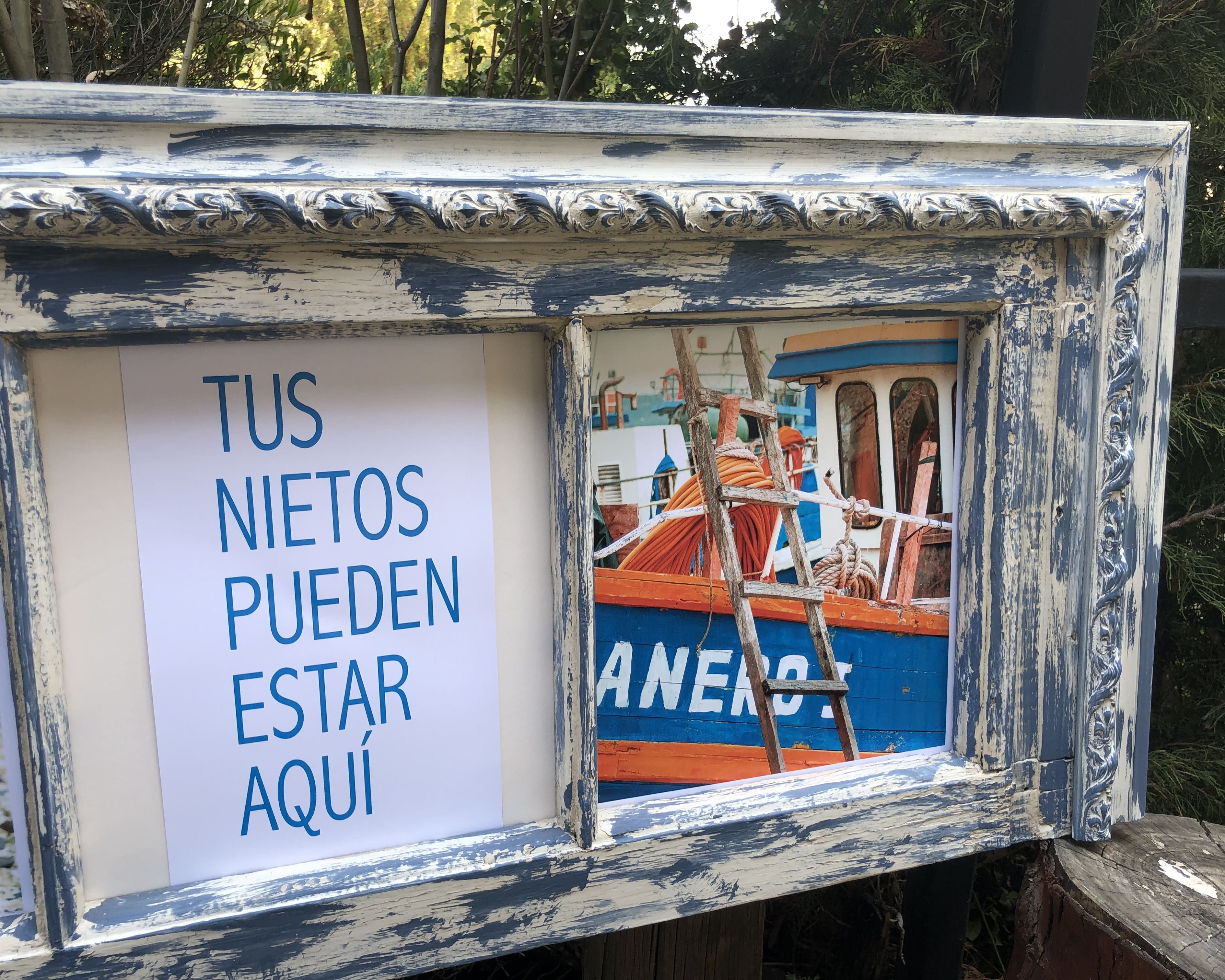 Cuadro Decorativo Vintage Azul y Crudo