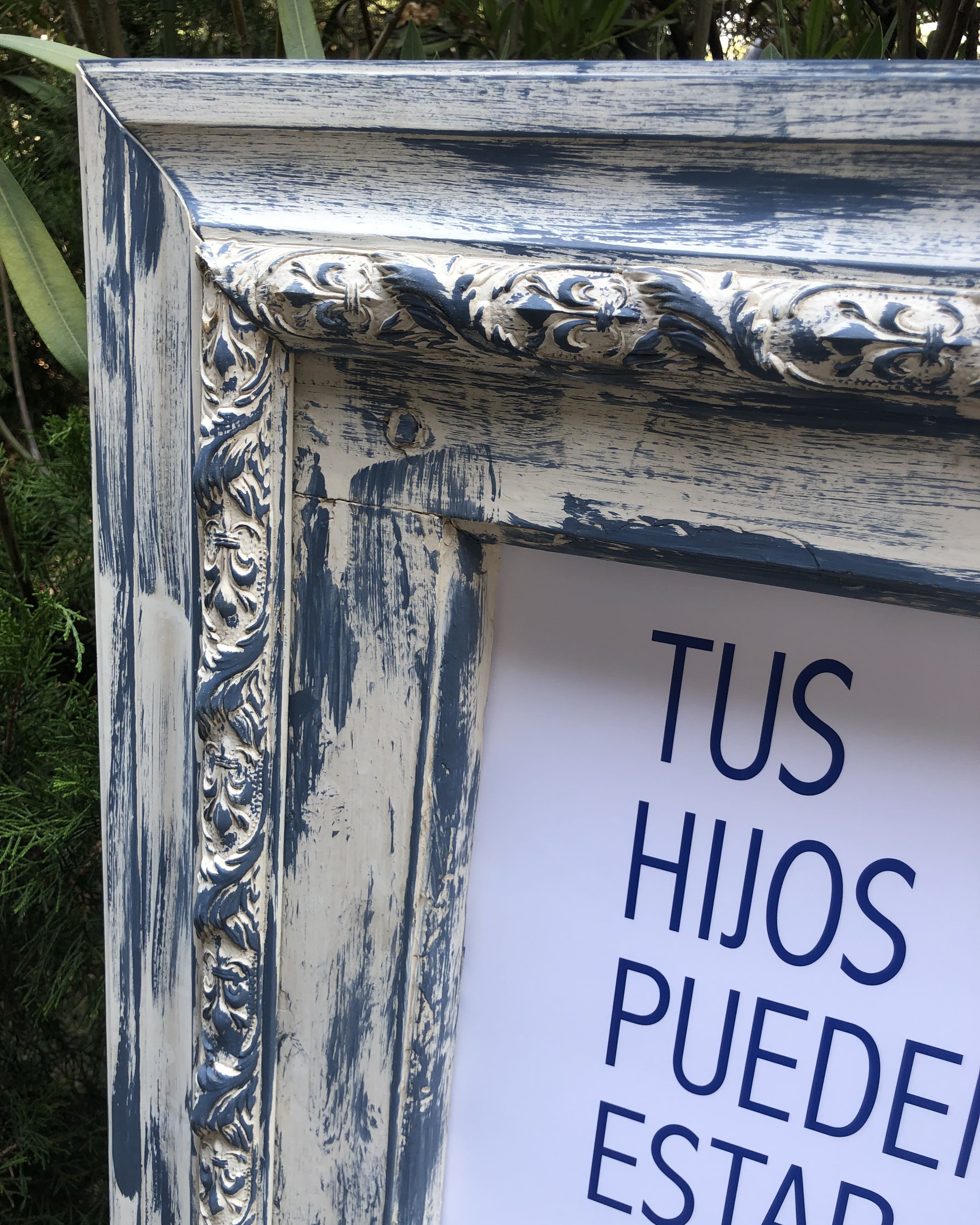 Cuadro Decorativo Vintage Azul y Crudo