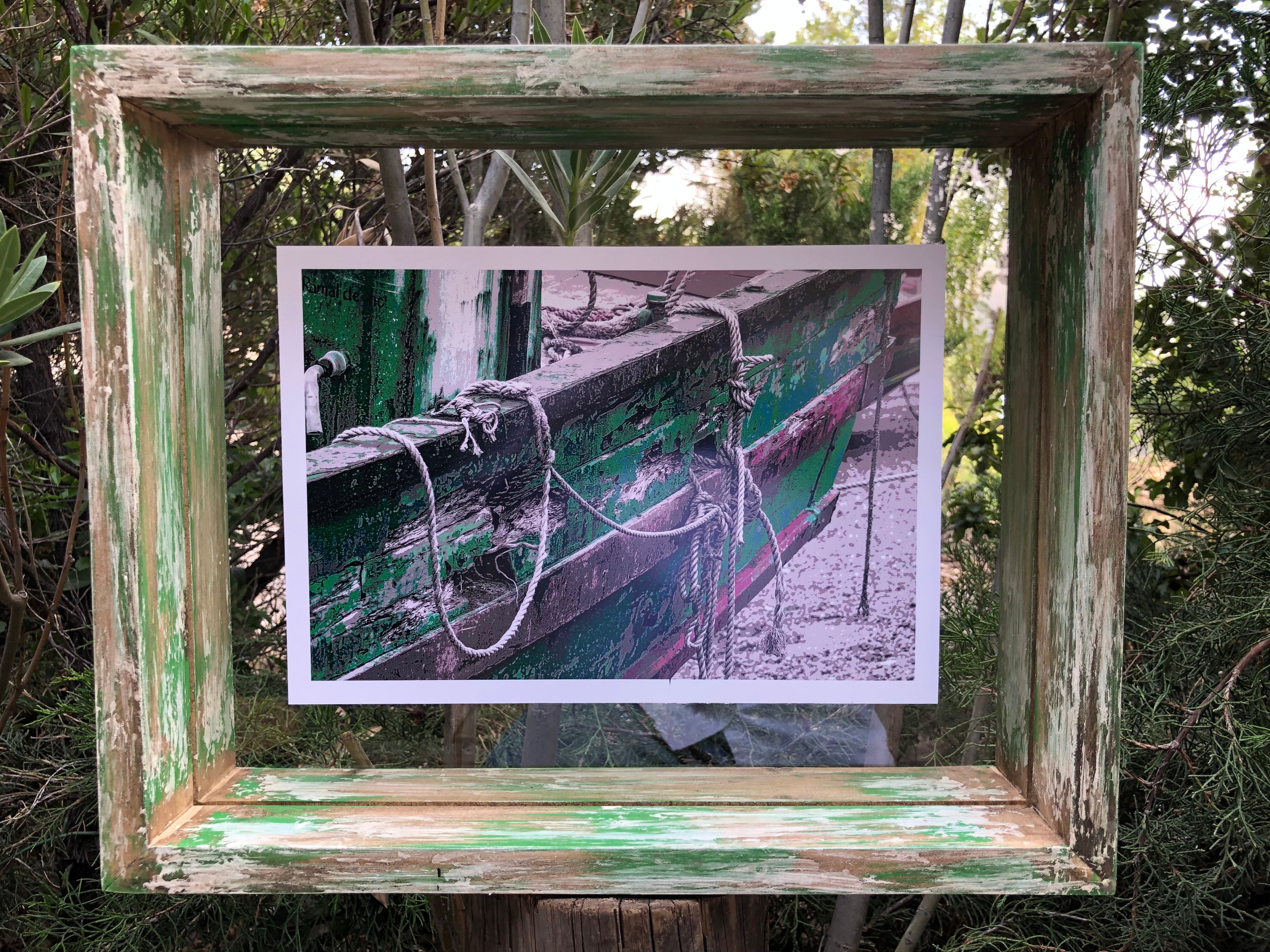 Cuadro Decorativo Marco Verde y Crudo Vintage