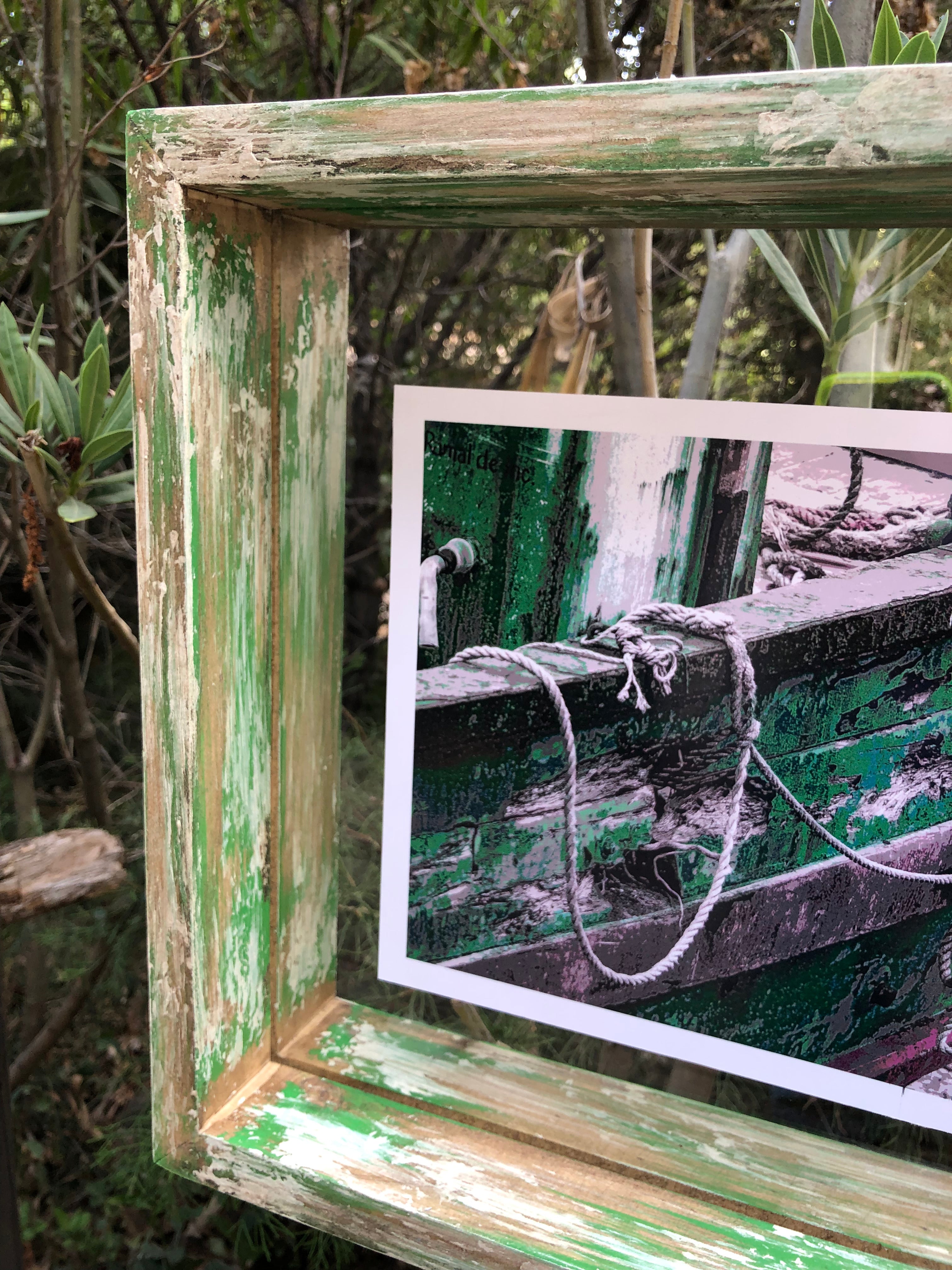 Cuadro Decorativo Marco Verde y Crudo Vintage