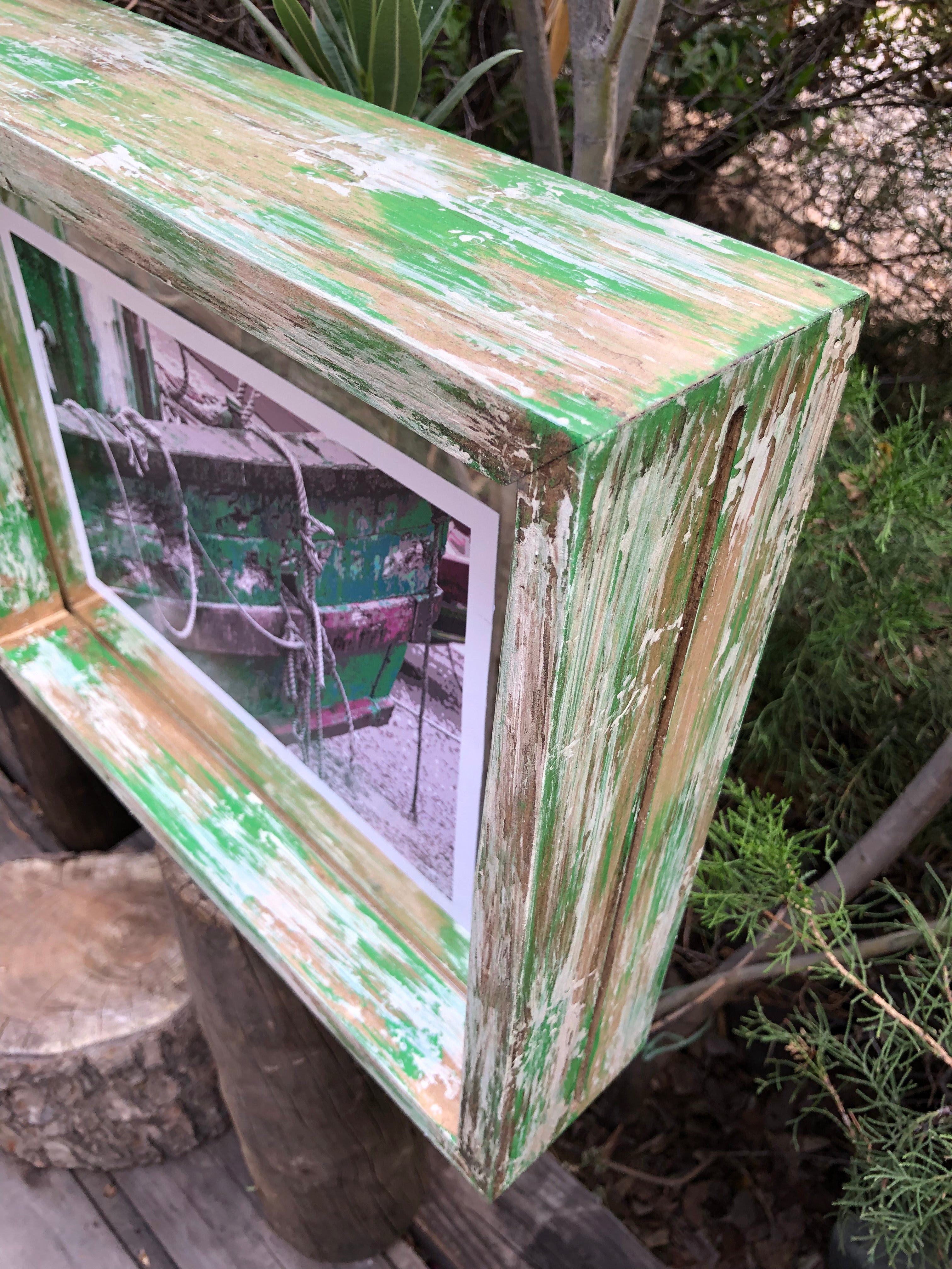 Cuadro Decorativo Marco Verde y Crudo Vintage