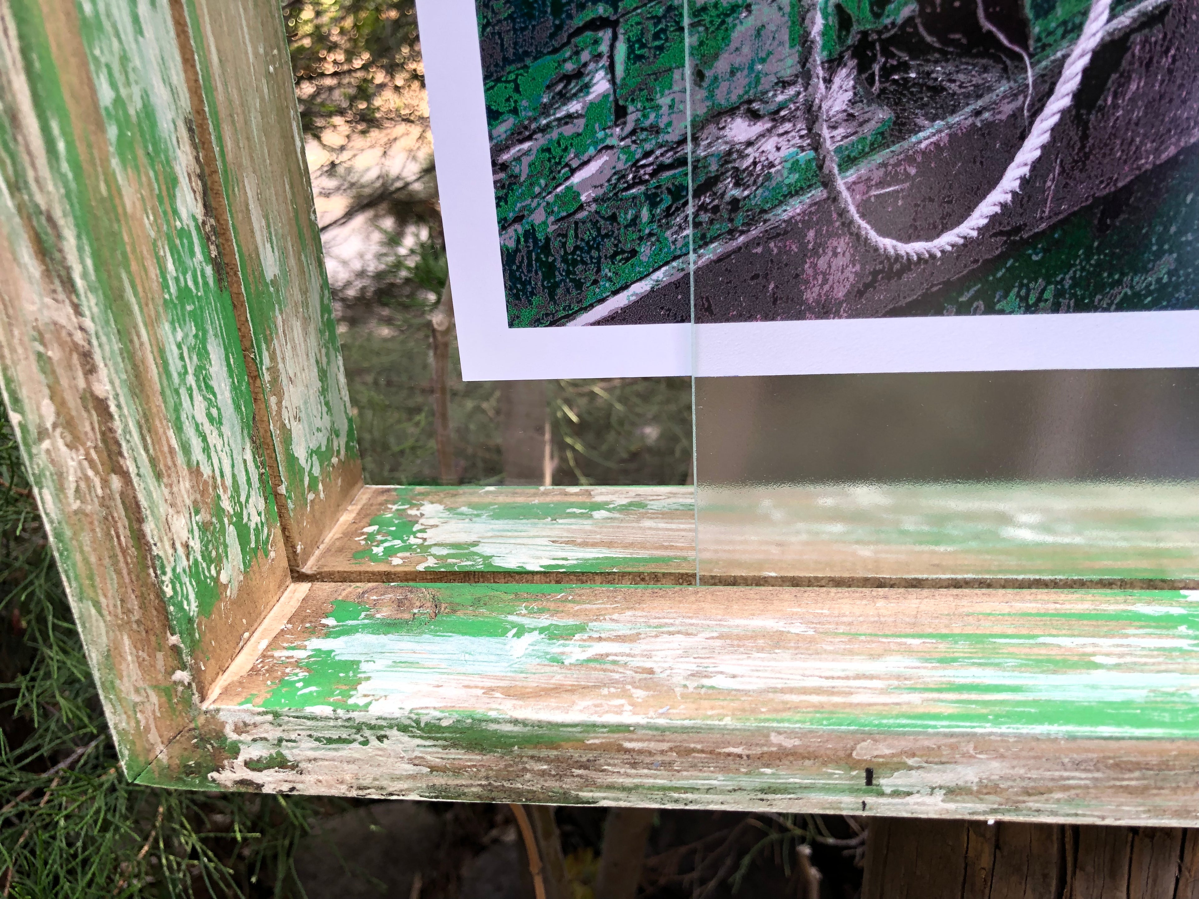 Cuadro Decorativo Marco Verde y Crudo Vintage